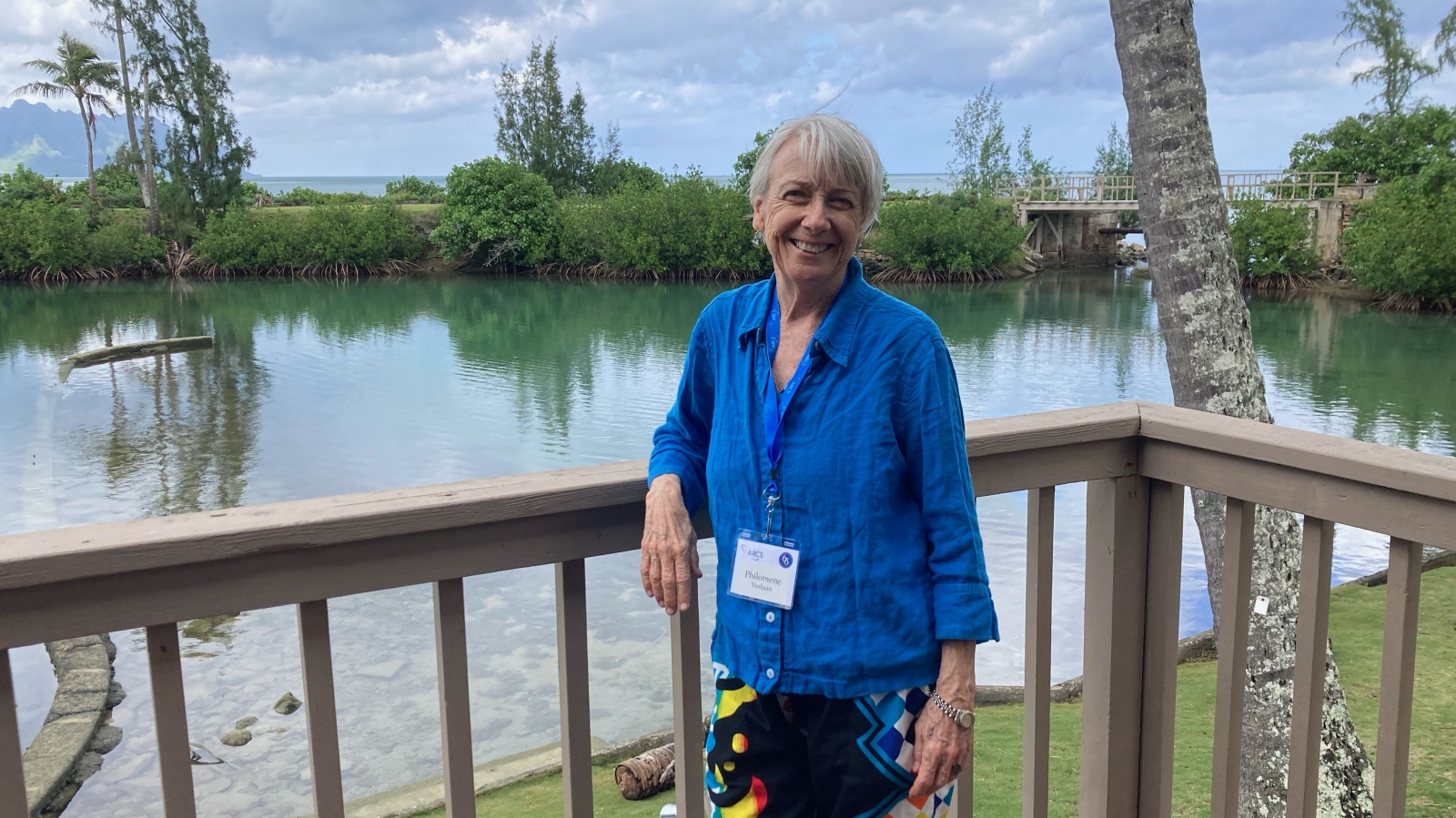 Dr. Philomene Verlaan at railing