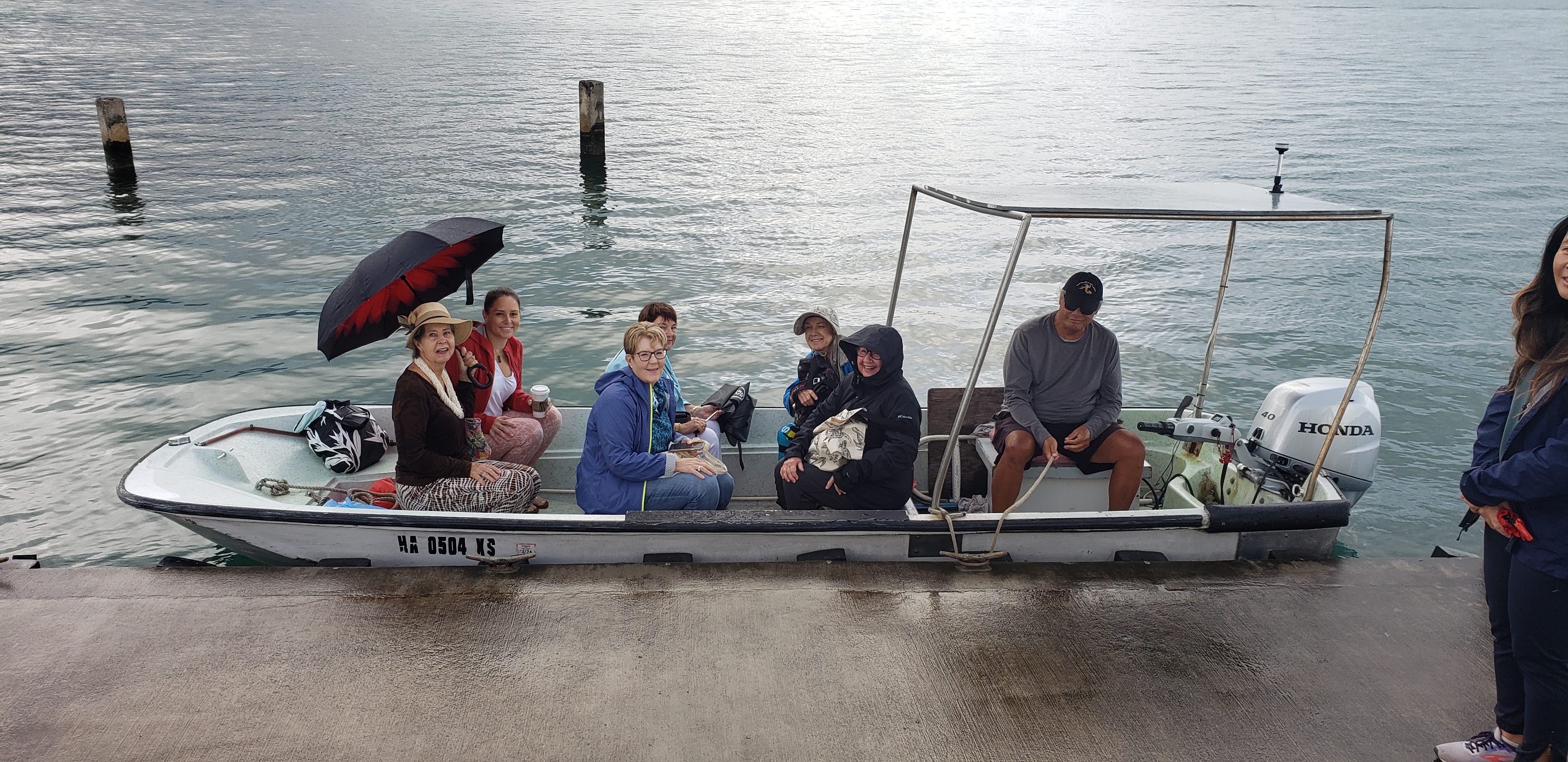 Tour participants on outboard motor boat