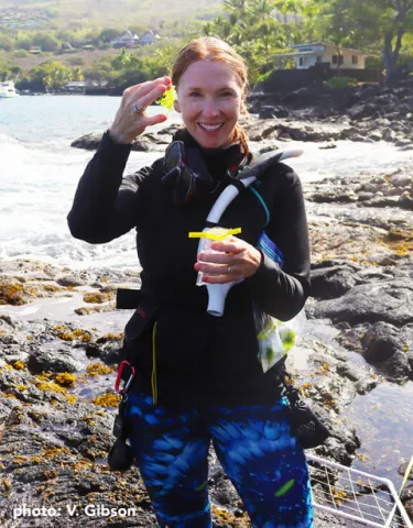 Dr. Angela Richards Dona in dive suit